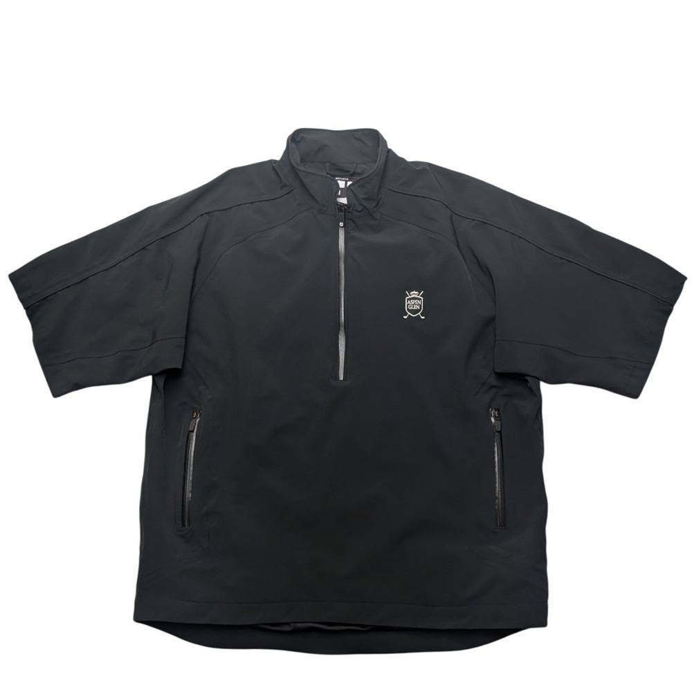 FootJoy DryJoys Tour Golf Jacket Mens Large Black Short Sleeve 1/4 Zip